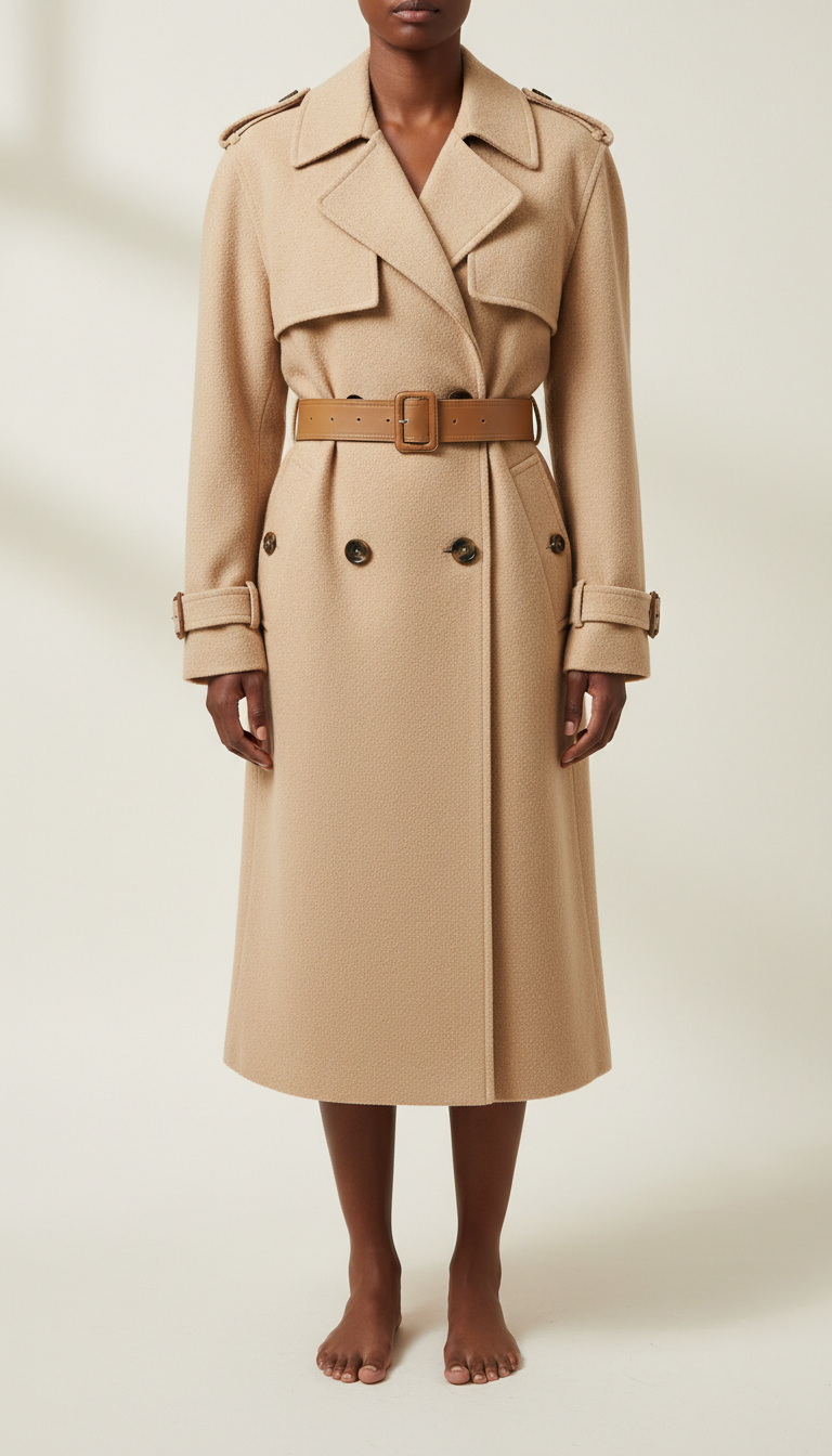 Sandstone belted trench coat